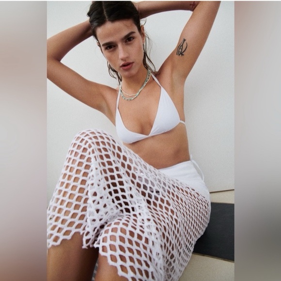 🐚 ZARA WHITE CROCHET COTTON HIGH WAIST SKIRT! - Picture 7 of 16